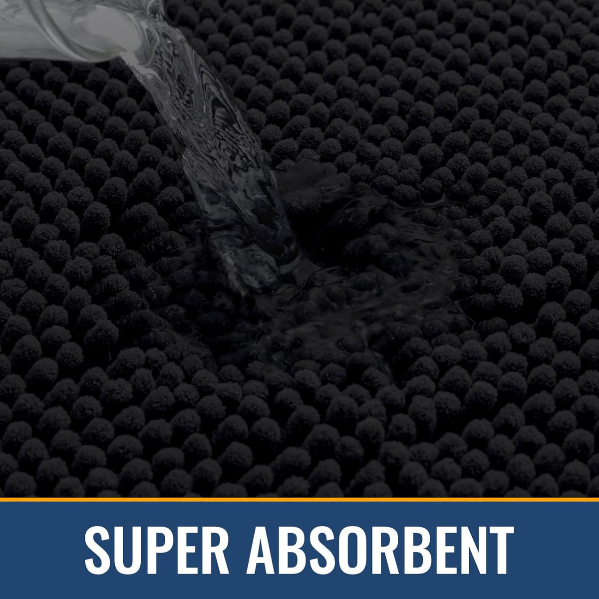 Arotive Bathroom Rugs 47x32, Extra Soft Absorbent Shaggy Chenille Bath Rugs, Machine Washable Rubber Backing Non-Slip Bath Mats for Bathroom Floor Tub and Shower, Home Decor Accessories, Black