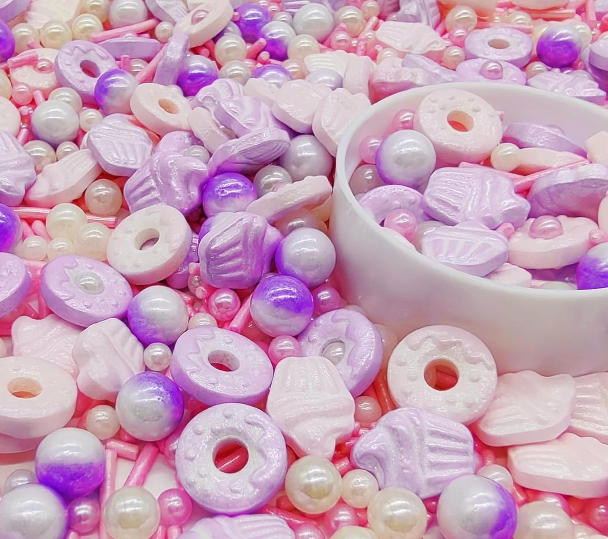 Doughnut Sprinkles Candy Mix Size Edible Pearls Cake Decorations Cupcake Toppers Cookie Decorating Perfect for Wedding Party Valentine Halloween Christmas Supplies 4.58OZ