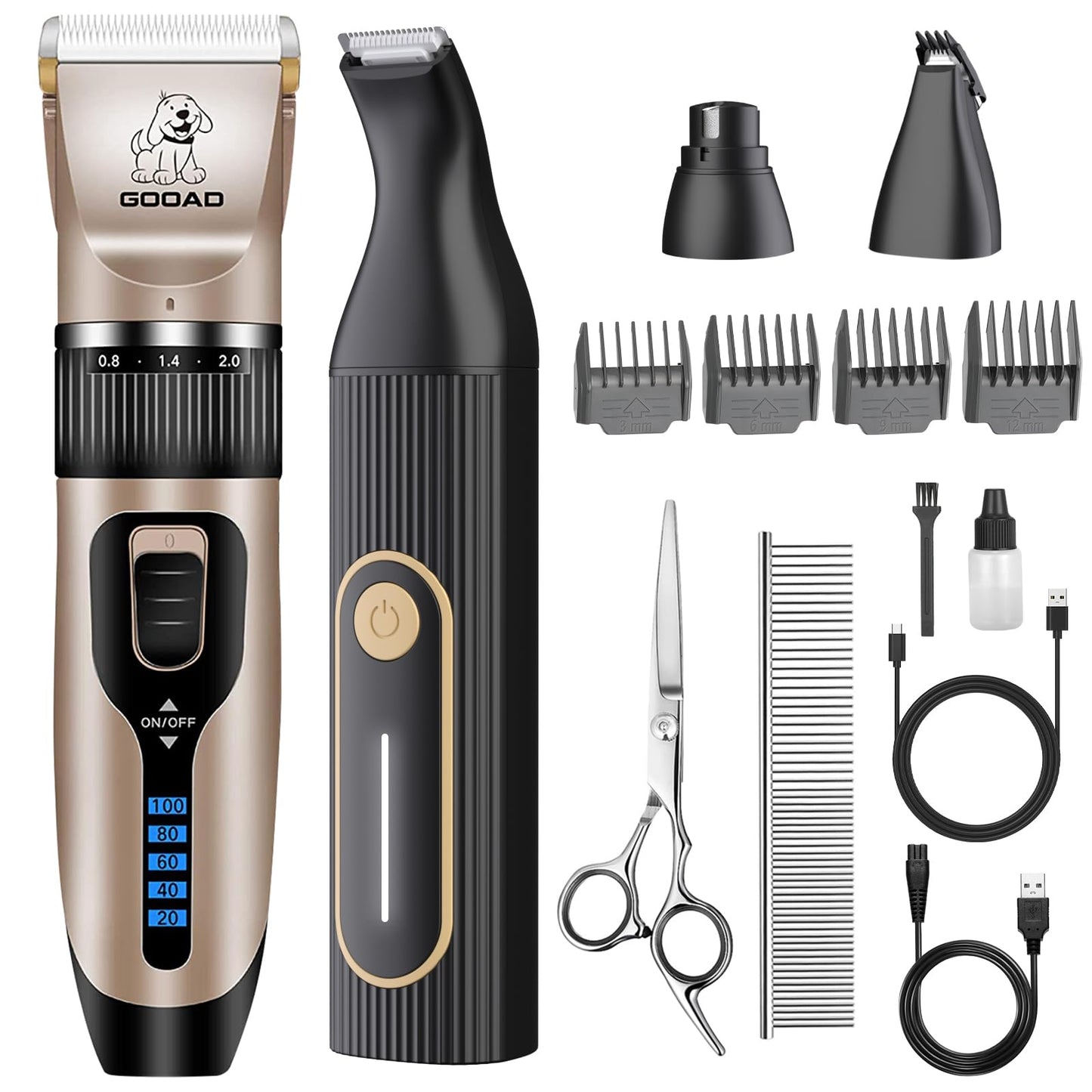 Gooad Dog Clippers Grooming Kit and Paw Trimmer for Heavy Thick Hair&Coats