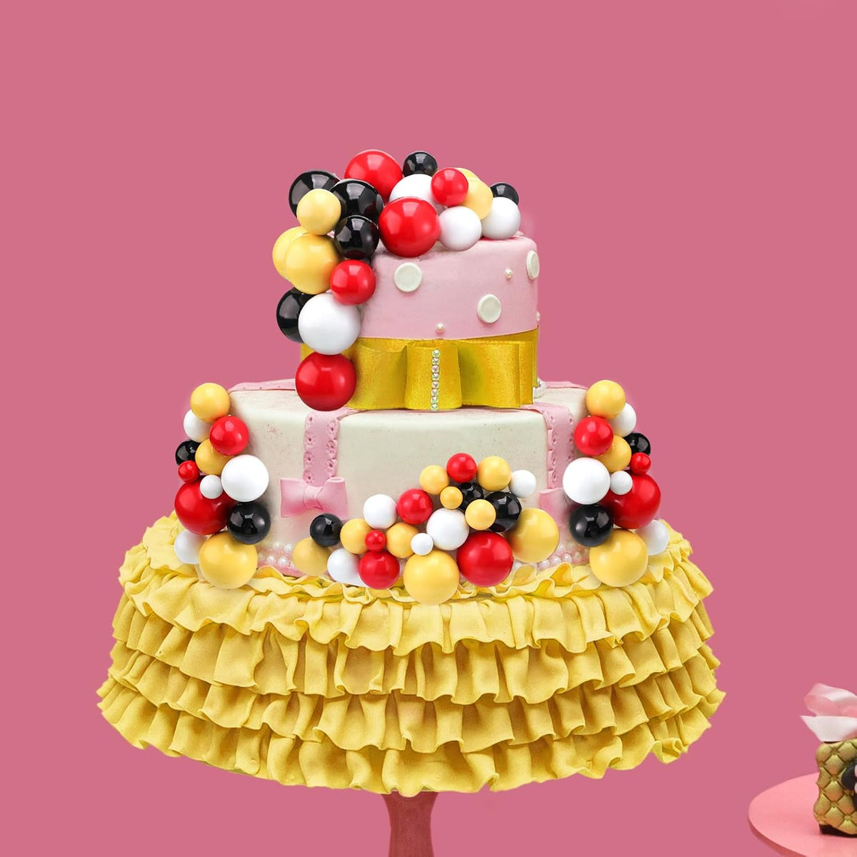 108 Pcs Balls Cake Topper DIY Cupcake Insert Foam Balloons for Cake Baking Wedding Anniversary Birthday Decoration(Classic Colors,Multi Sizes)
