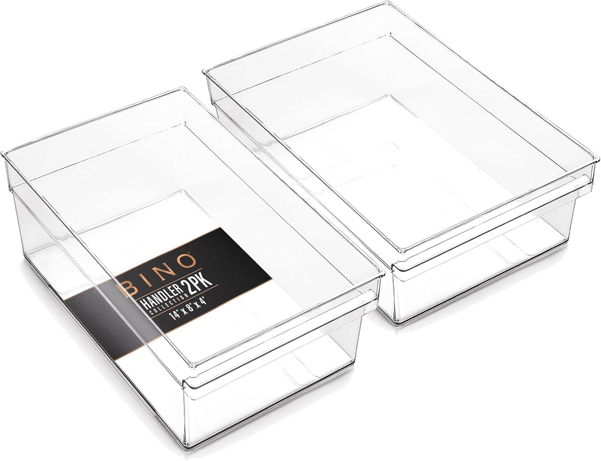 BINO | Plastic Storage Bins, Large | THE HANDLER COLLECTION | Multipurpose Organizer Bins | Kitchen Pantry Organizers and Storage | Clear Containers for Organizing Home | Freezer Organizer