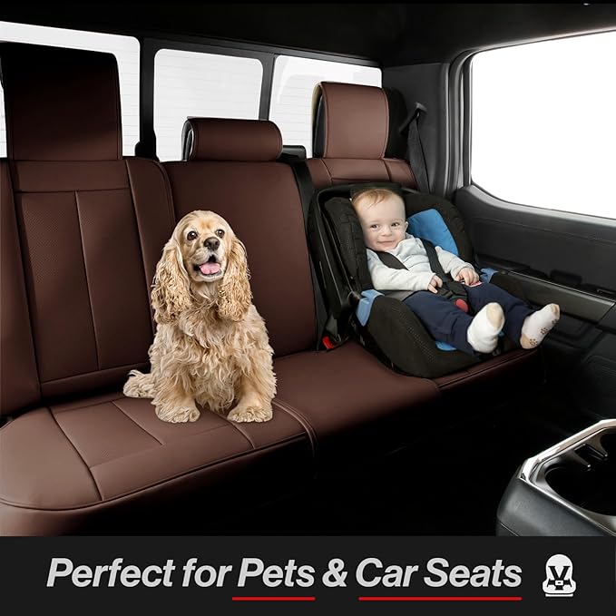 Coverland Custom Fit Car Seat Covers for SUV Compatible with [2009-2018 Subaru Forester] Premium Car Seat Cover Water Resistant Leather Non-Slip Interior Protector [Full Set Dark Brown - Chart X77]