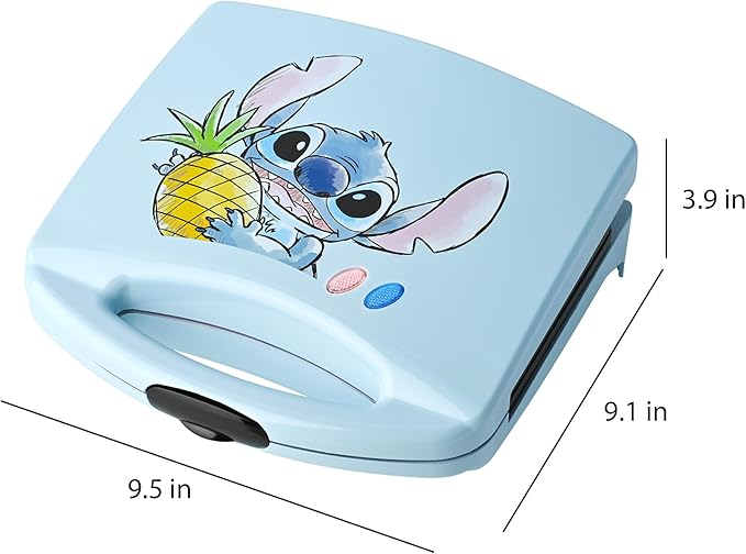 Select Brands Disney Lilo & Stitch Grilled Cheese Sandwich Maker - Kitchen Appliances - Ceramic Nonstick Cooking Plates - Panini Press - Imprints Stitch Image - Dual Sandwich Machine