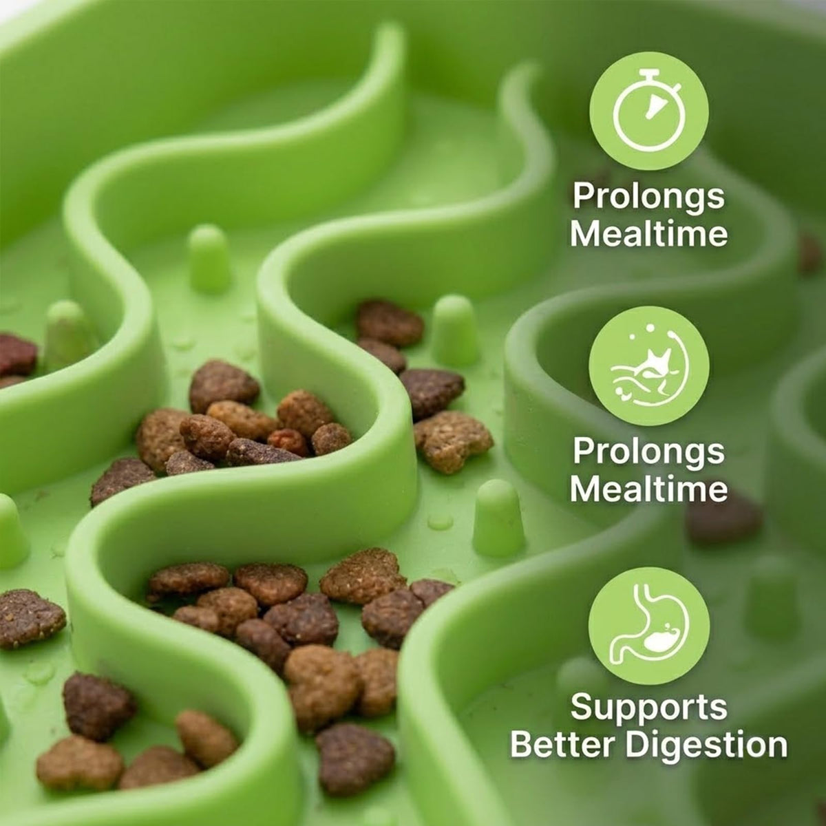 Slow Feed Bowl Compatible with PetLibro One RFID Feeder, Slow Feed Bowl Replacement Insert, Anti-Gulping Pet Tray to Stop Vomiting and Bloat (Green- Wave)