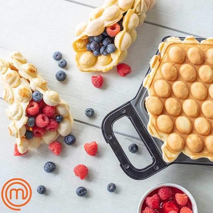 MasterChef Bubble Waffle Maker- Electric Non stick Hong Kong Egg Waffler Iron Griddle w FREE Recipe Guide- Ready in under 5 Minutes