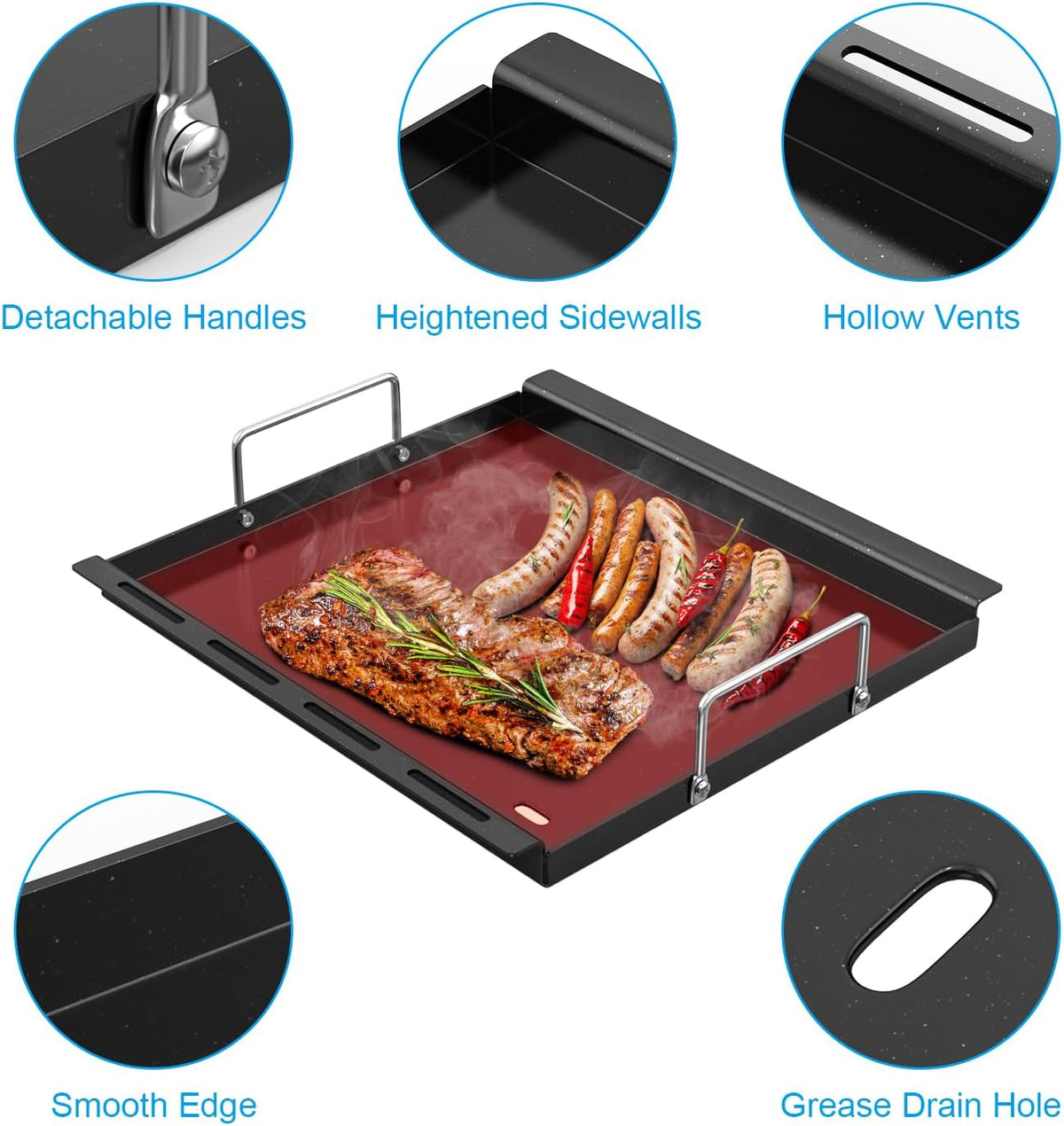 17 Inch Full-Size Griddle Inserts for Charbroil Performance 2 Burner 463631410 463660421 463655621 463622514 463630422 463343015, Flat Top Griddle Plate Parts for Charbroil G460-0500-W1 G430-0016-W1