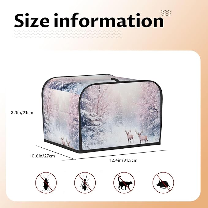 Toaster Cover 4 Slice Winter Deer Forest Christmas Kitchen Small Appliance Covers with Pockets Dust and Fingerprint Protection