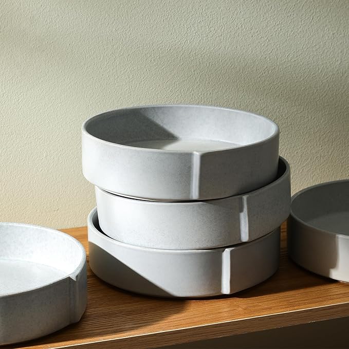 Stone Lain Bao 4-Piece Pasta Bowl Set Stoneware, Blue-Grey