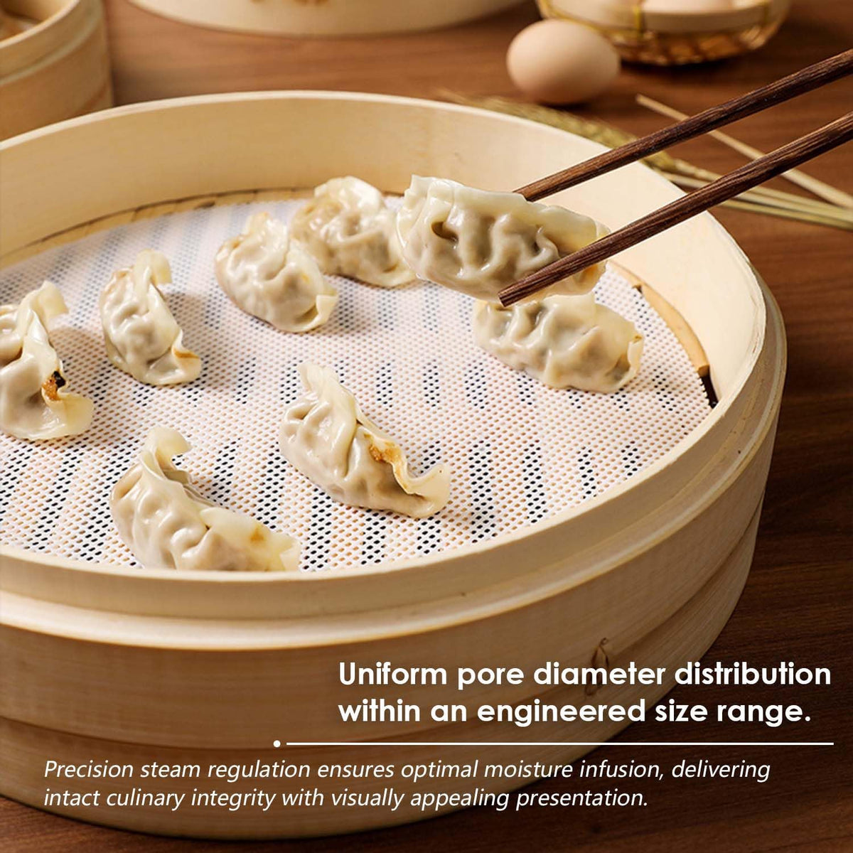 Bamboo Steamer Silicone Liners 12-Inch 6Pcs, BPA Free, Reusable & Non Stick for Food Steamer, Air Fryer, Steaming Dumpling Dim Sum Vegetable, Round Mesh Parchment Baking Sheet Paper