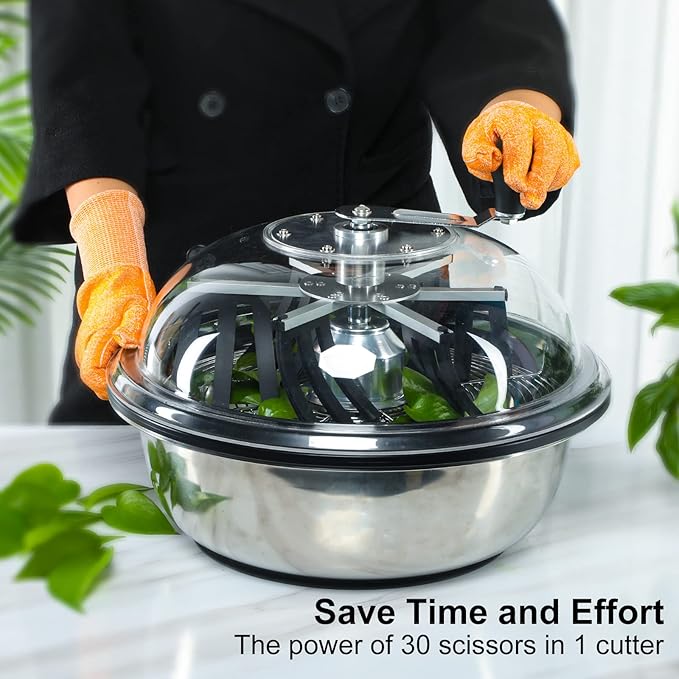 MELONFARM 19 in Bud Leaf Bowl Trimmer, Bud Bowl Trimmer with Switchable Stainless Steel Blades & Clear Visibility Dome, Hand Twist Spin Cutting Bud Trimmer for Buds, Flowers, Hydroponics Plants