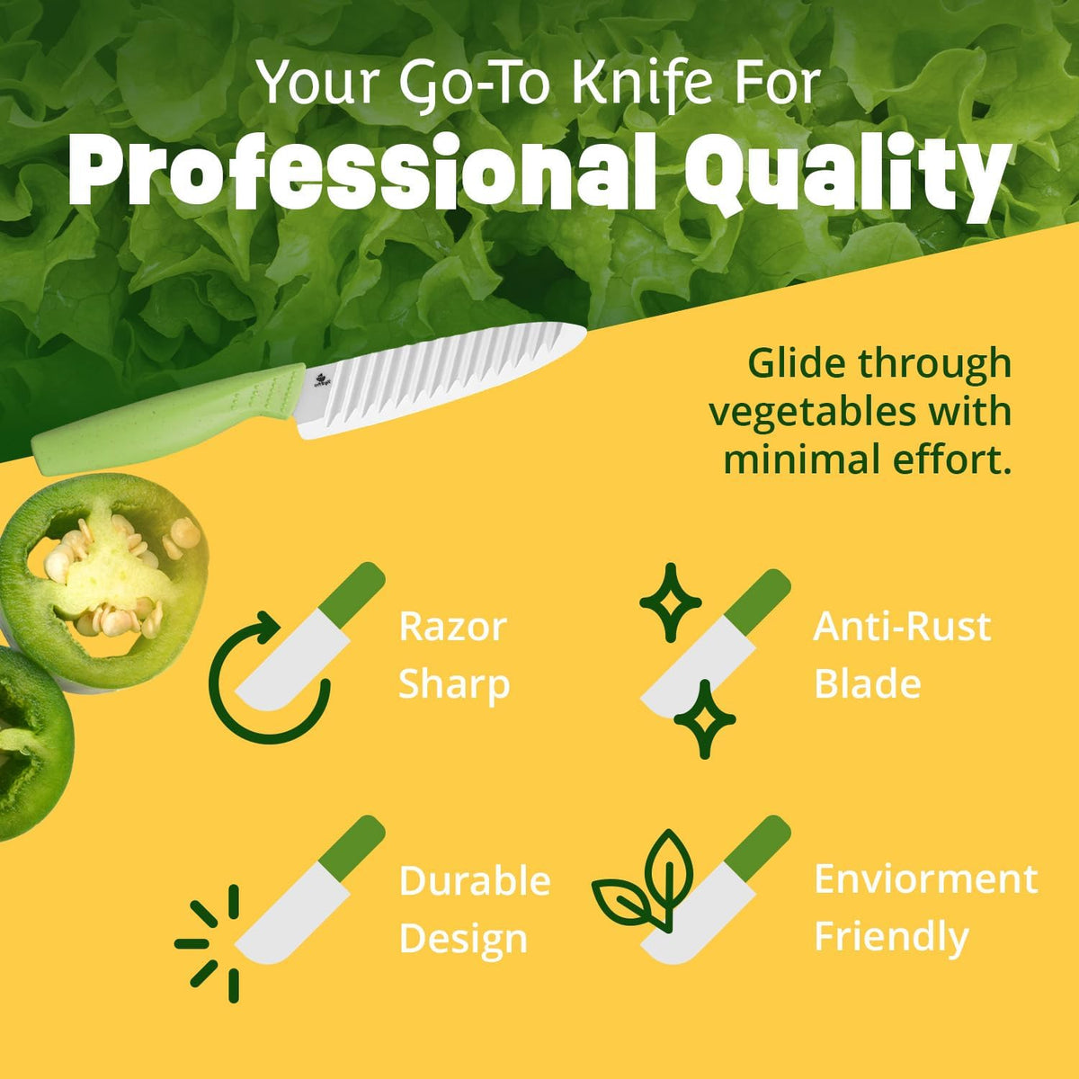 Durable Ceramic Knife for Chopping Vegetables & Fruits, 4” Non-Reactive and Professional Ceramic Chef Knife for Clean Cutting, Rust-Proof Sharp Blade with Ergonomic Handle, Gift-Ready Kitchen Knives