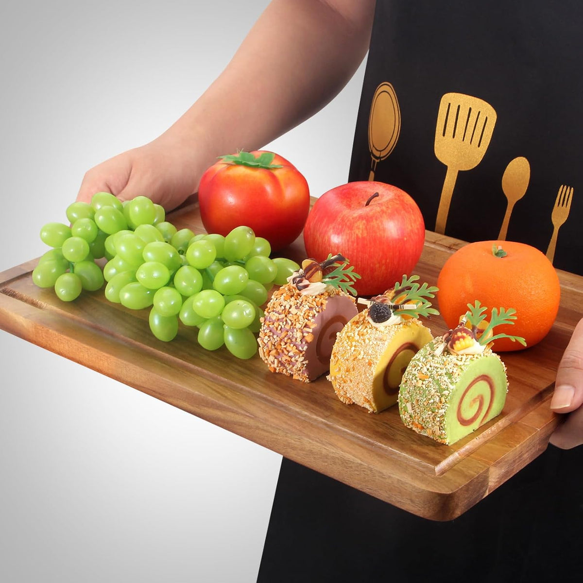 Solid Wooden Cutting Board Set of 3 Acacia Wood Charcuterie Board Set Meat Hardwood Chopping Board Butcher Blocks Non Toxic Maple Large Cutting Boards for Kitchen Decor Bread Serving Cheese Board