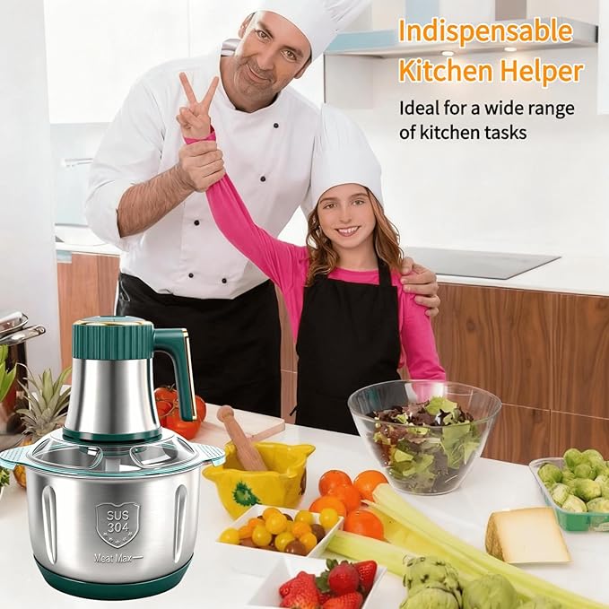 Food Processor,5-Speed Electric Food Chopper,Meat Grinder 5L(20Cups) with Two 6-Blade Sets,500W Powerful Vegetable Chopper Used for Dough Mixing,Meat, Nuts, Fruits, Garlic and Vegetables