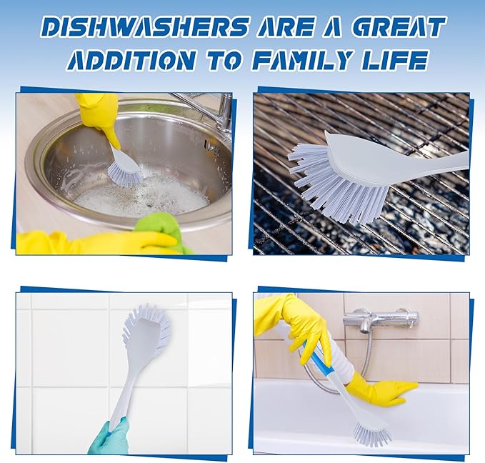 Hsei 20 Pcs Blue Kitchen Scrub Dish Brush Bulk with 11 Inch Anti Slip Handle Cleaning Dish Scrubber with Stiff Bristles Washing Scrub Brushes for Housekeeping for Pots and Pans, Kitchen Sink