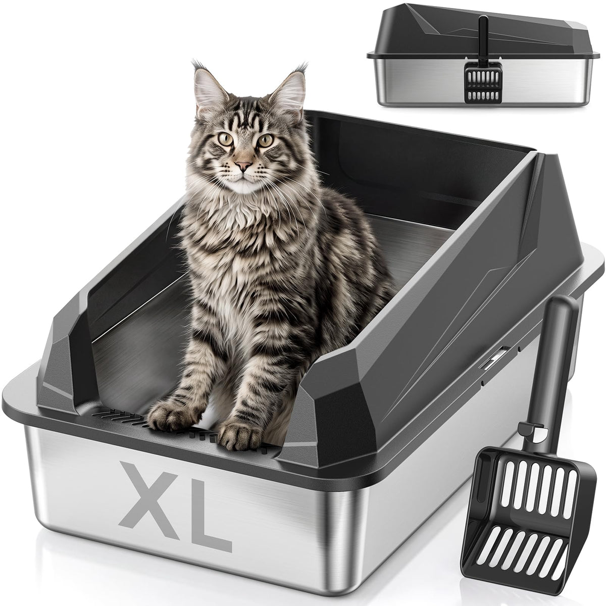 JINXUANTANG XL Cat Litter Box: High-Sided Anti-Urine Leakage for Big Cats