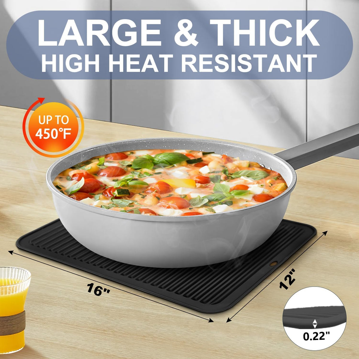 Walfos Large Silicone Trivet 16x12 Inch, Trivets for Hot Pots and Pans, Heat Resistant Pot Holders Hot Pads for Kitchen Quartz Countertops, Hot Dishes, 2 Pack