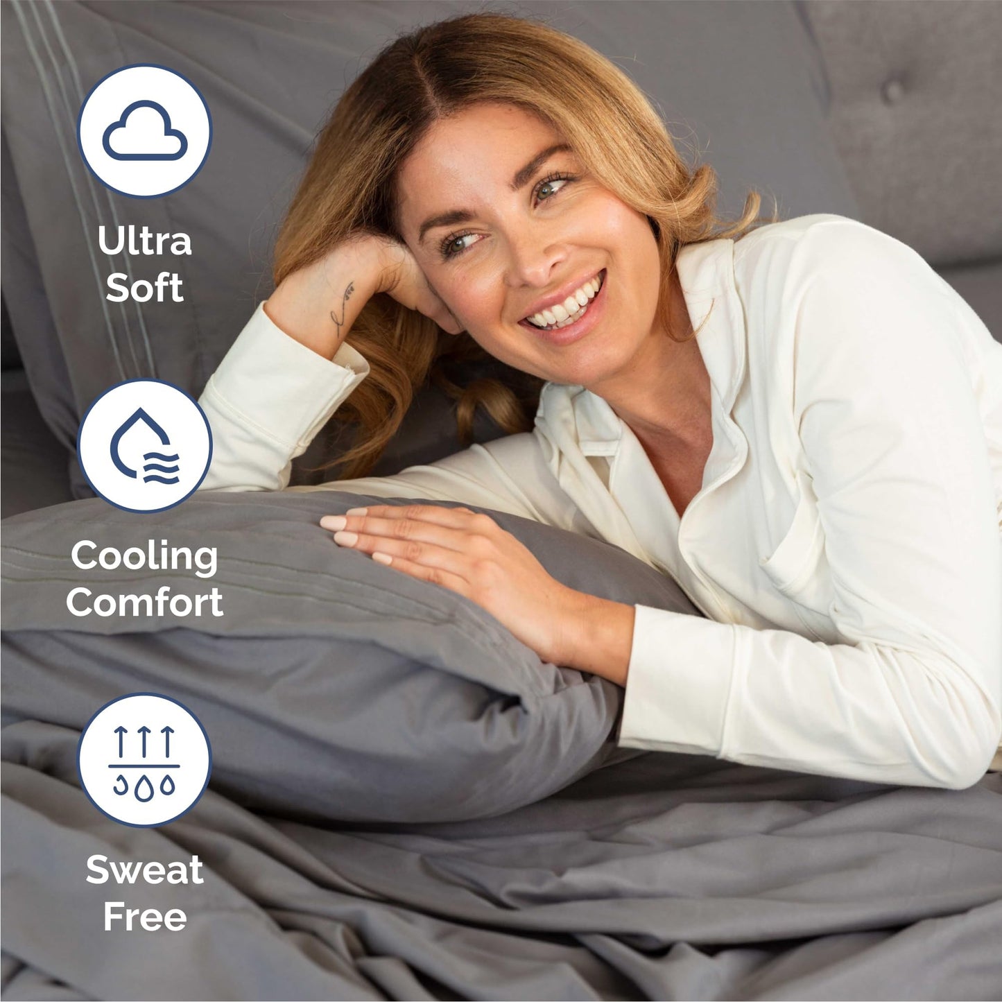 Queen Size 4 Piece Sheet Set - Breathable & Cooling Sheets - Dark Grey