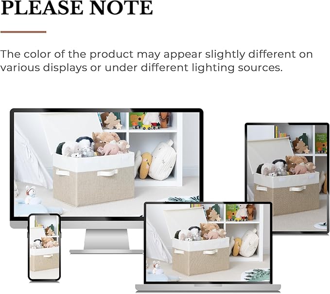 GRANNY SAYS Storage Boxes with Lids, Decorative Storage Bins, Shelf Baskets, Clothes Storage and Organization, White/Khaki, 2-Pack