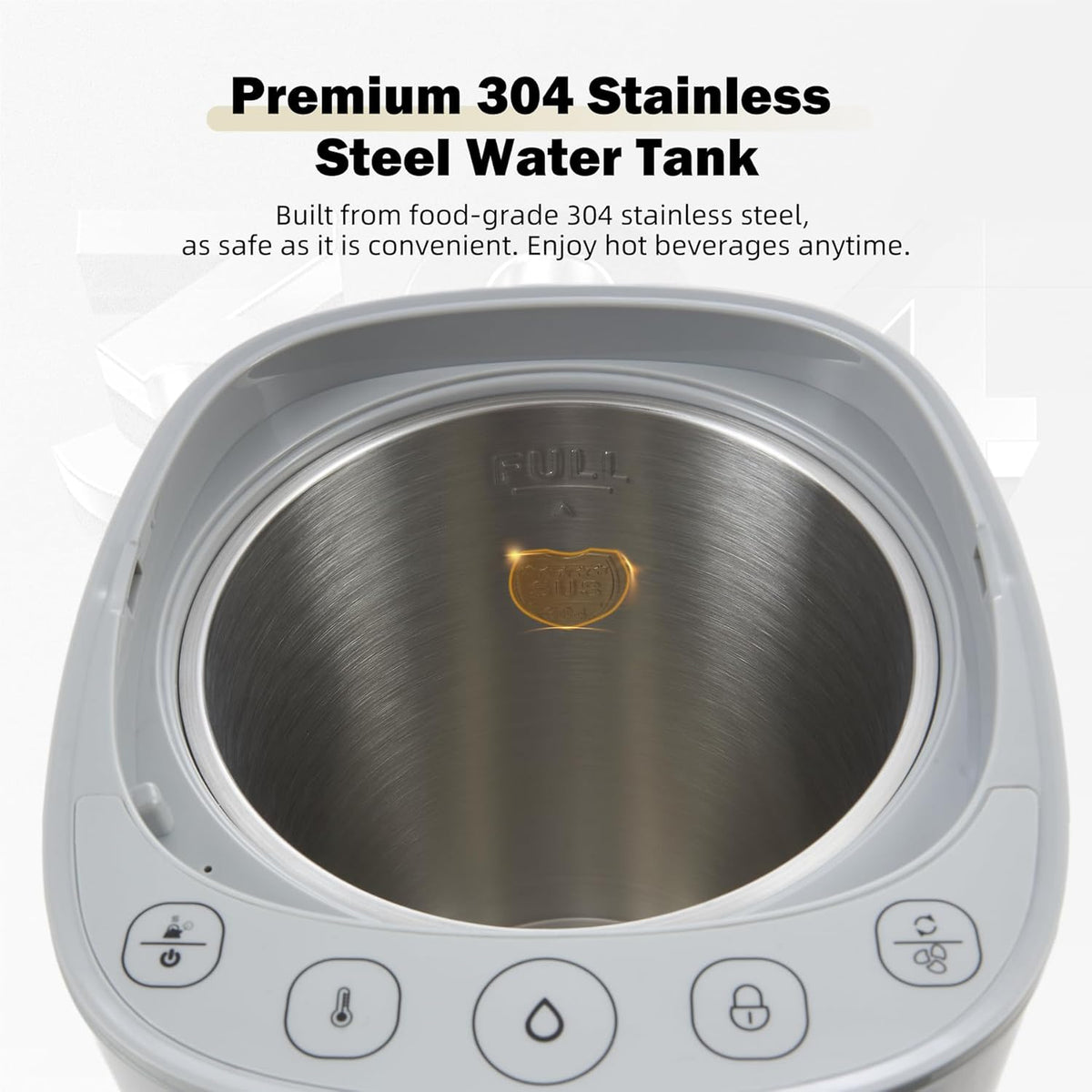 OCTAVO Water Boiler & Warmer 5 Liter, 304 Stainless Steel Water Tank, 700 Watt 6 Adjustable Water Temperature, LCD Touch Control Screen, Child Lock with Water Shortage Indicator