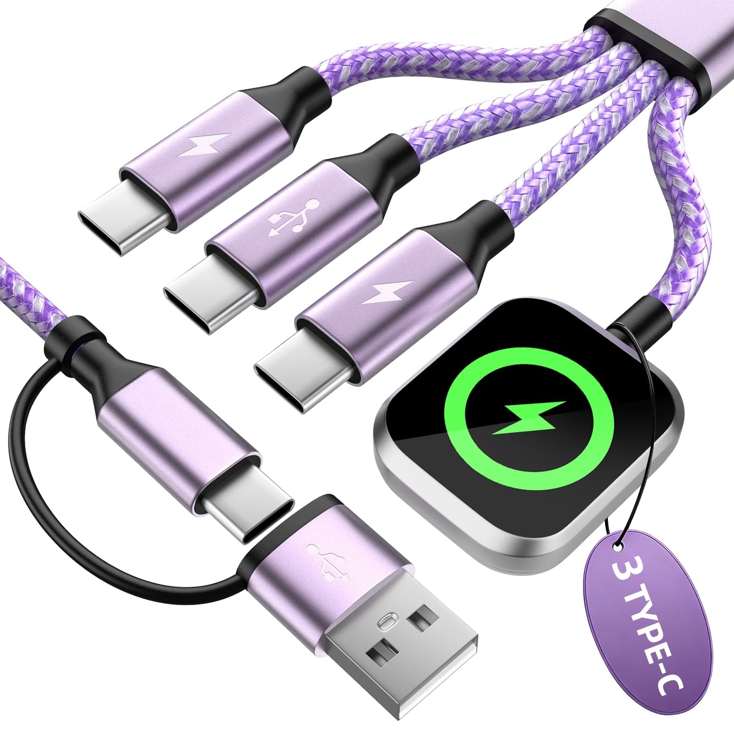 Travel Essentials Multi Charging Cable for iWatch Charger 3 X USB C Cable