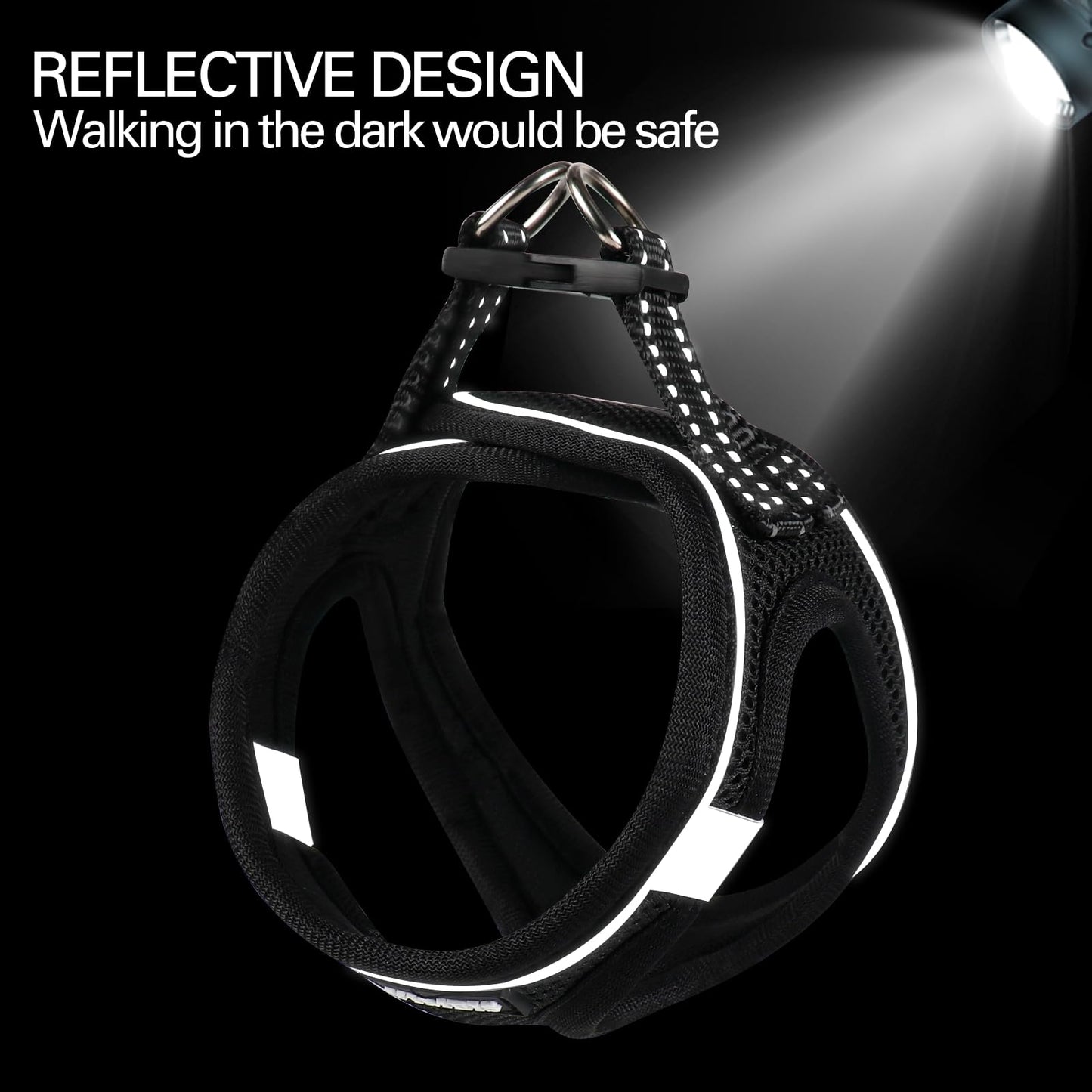 Dog Harness for Small Dogs, Small Dog Harness and Leash Set, Honeycomb Grid, Reflective Lightweight Harness & Anti-Twist Pet Lead (Multi Color, XS-Black)