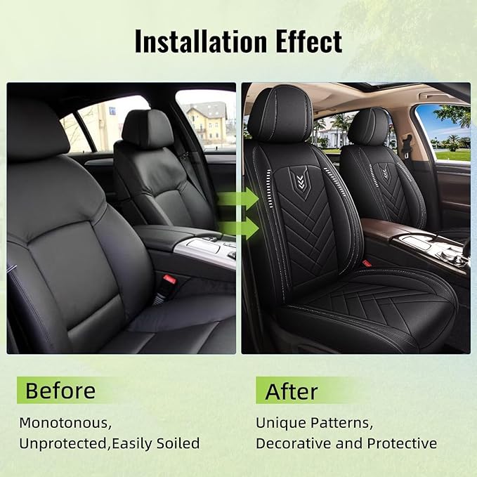 AOMSAZTO Front Seat Covers Fit for GMC Acadia 2017-2026: Faux Leather Automotive Seat Covers Waterproof Vehicle Seat Cushion Protector Car Interior Covers(2 Seat Black)