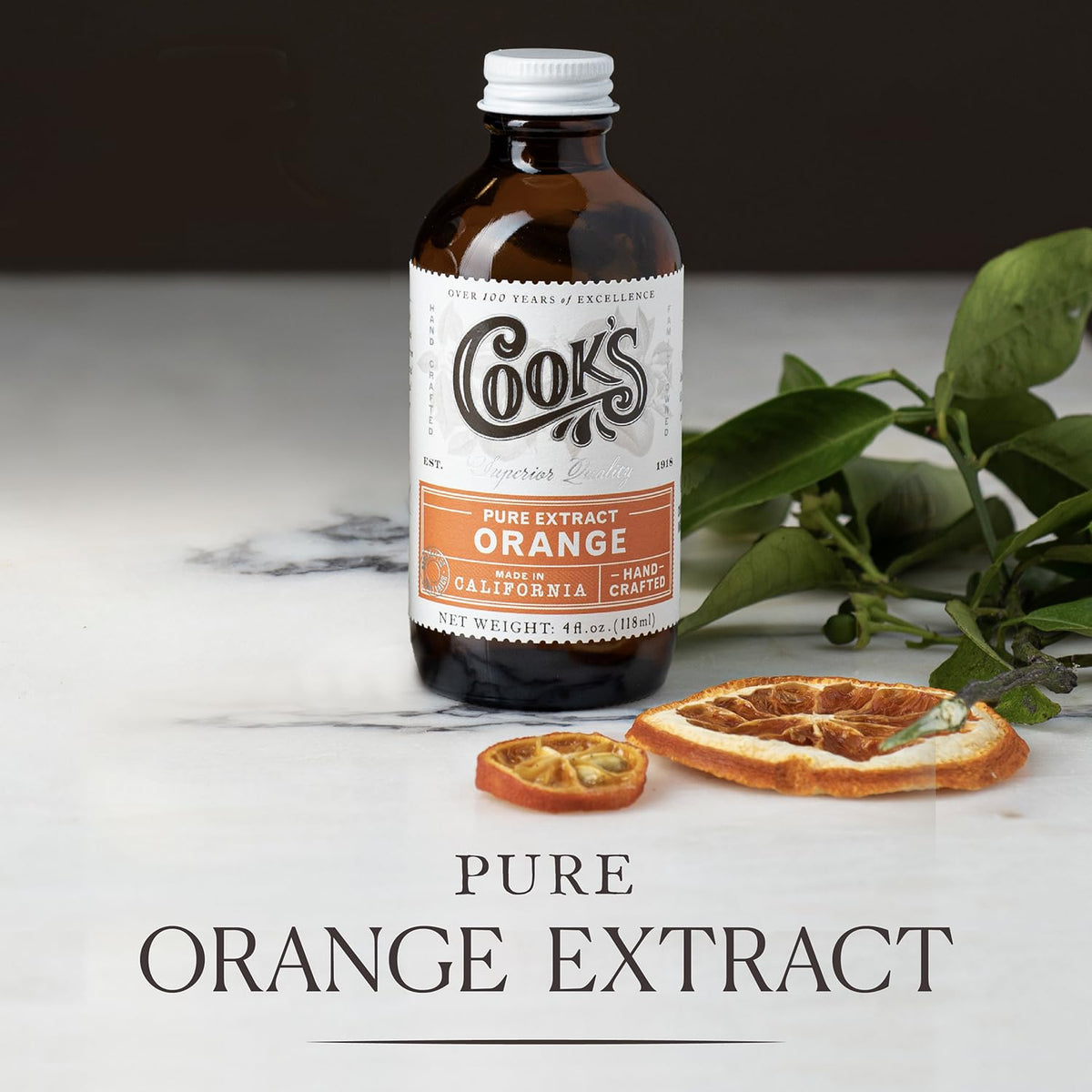 Cook's Pure Orange Extract From Florida Oranges | For Ice Cream, Cakes, Breads, Cookies and Drinks, 128 oz (1 Gallon)