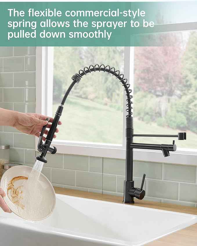 Fapully Commercial Pull Down Kitchen Sink Faucet with Sprayer Oil Rubber Bronze