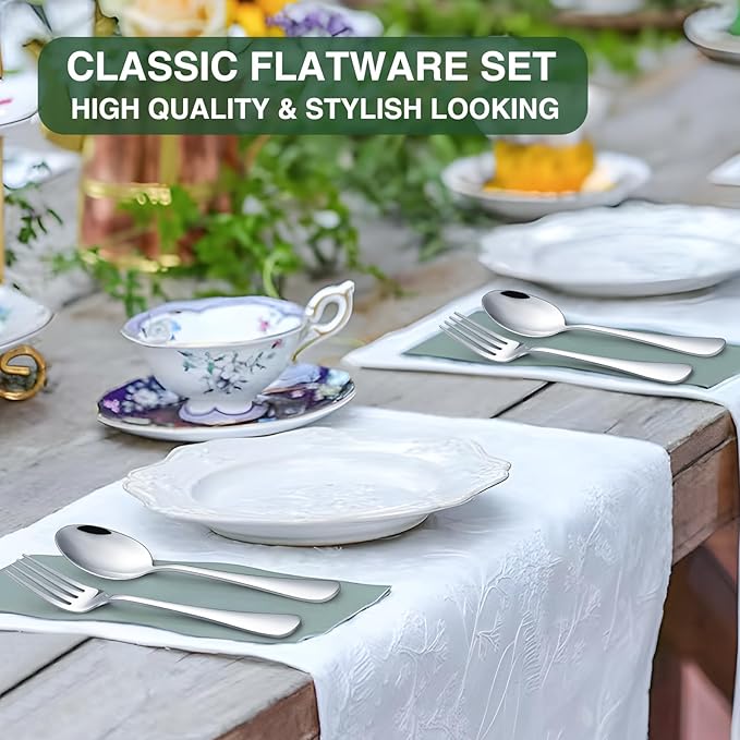 60-Piece Silverware Set with Organizer,AIVIKI Stainless Steel Flatware Set for 12,Cutlery Utensil Sets for Home Restaurant,Tableware Set Include forks spoons and knives,Mirror Polished,Dishwasher Safe