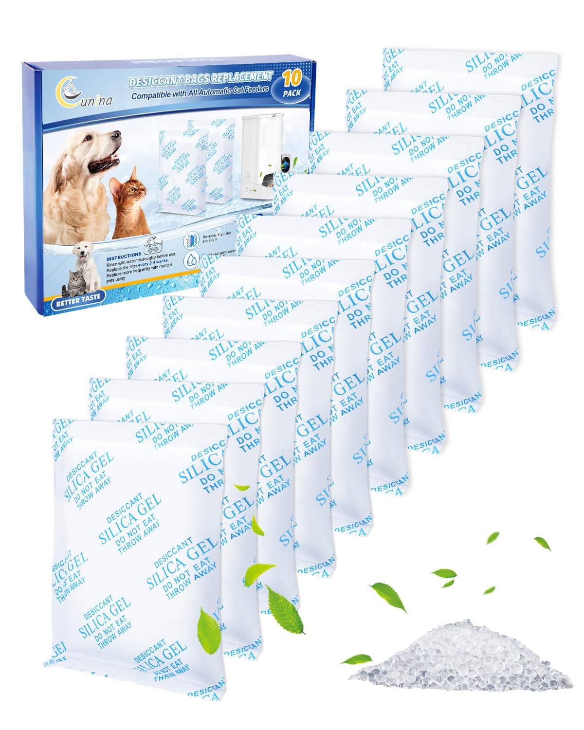 Cunina 10PCS Desiccant Bag Replacement for All Smart Feeders Desiccant Pack