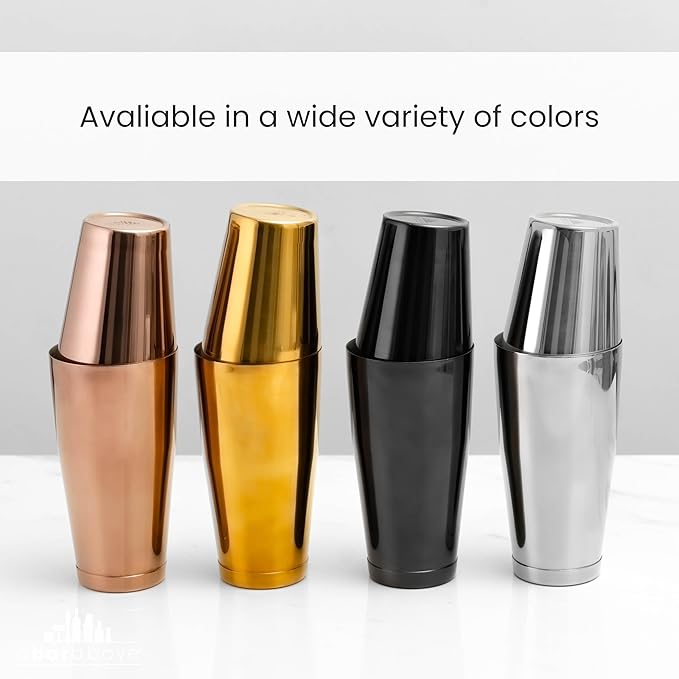 A Bar Above Professional Boston Shakers Set 18 oz Weighted and Unweighted Stainless Steel Cocktail Shaker Set for Bartenders, Premium 304 Steel Bar Shaker, Essential Bartending Tools for Mixing Drinks