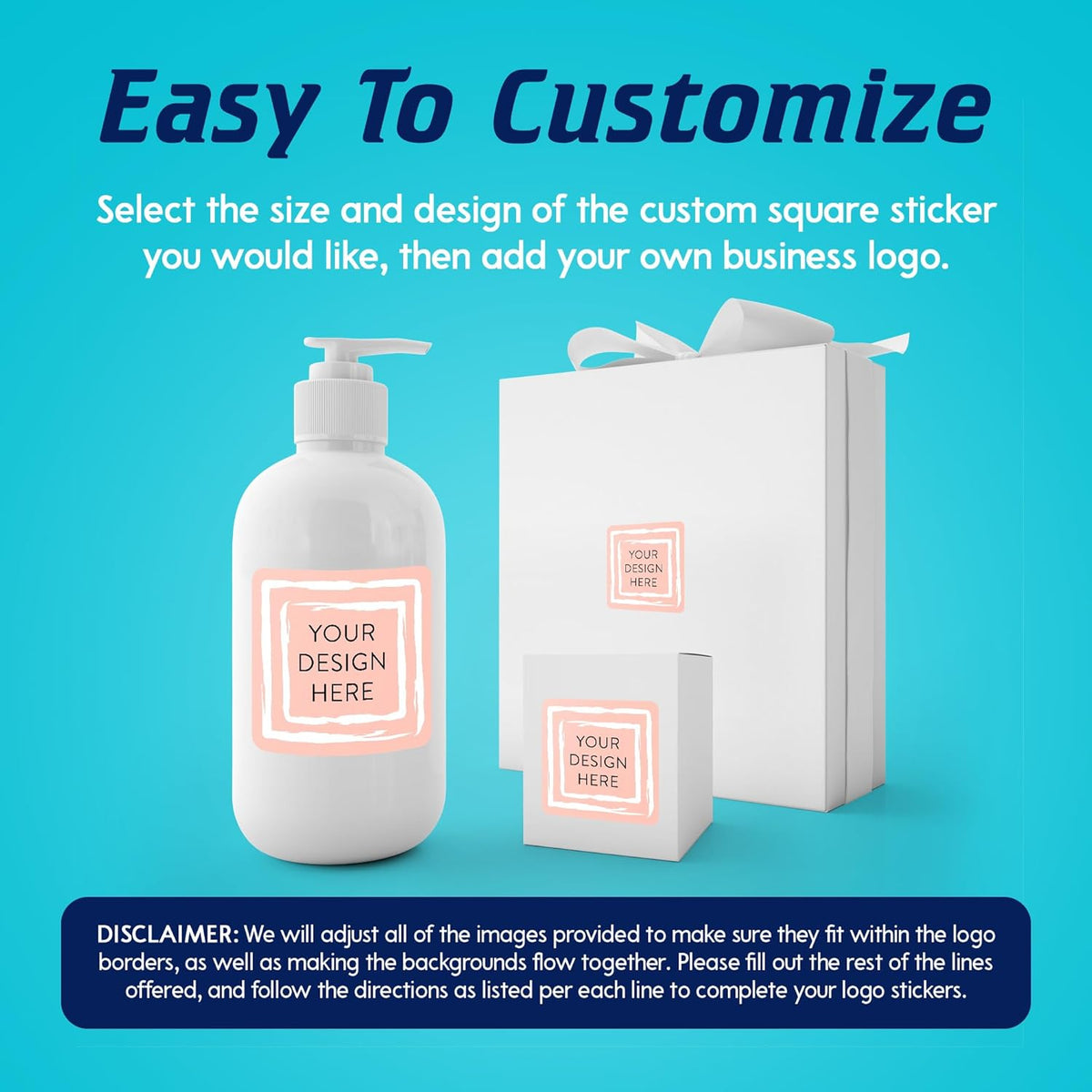 100 Custom Vinyl Stickers - Upload Your own Image, Text, Design, Logo - Personalized Logo Labels for Handmade, Packaging, Bottle, Jars, Candle, Brand Stickers (Peach, 2x2 Square)