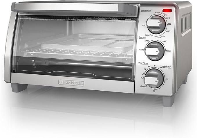 BLACK+DECKER 4-Slice Toaster Oven with Natural Convection, Stainless Steel, TO1760SS (TO1760SST-1)