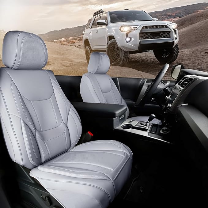 Coverland Custom Fit Car Seat Covers for SUV Compatible with [Fiat 500L, Ford Bronco Sport, Honda Pilot] Premium Water Resistant Leather Non-Slip Interior Protector [Front Gray - Size Chart A17]