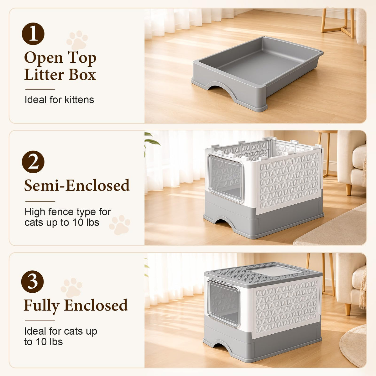 CBMNBDR Covered Cat Litter Box with Lid for Small & Medium Cats