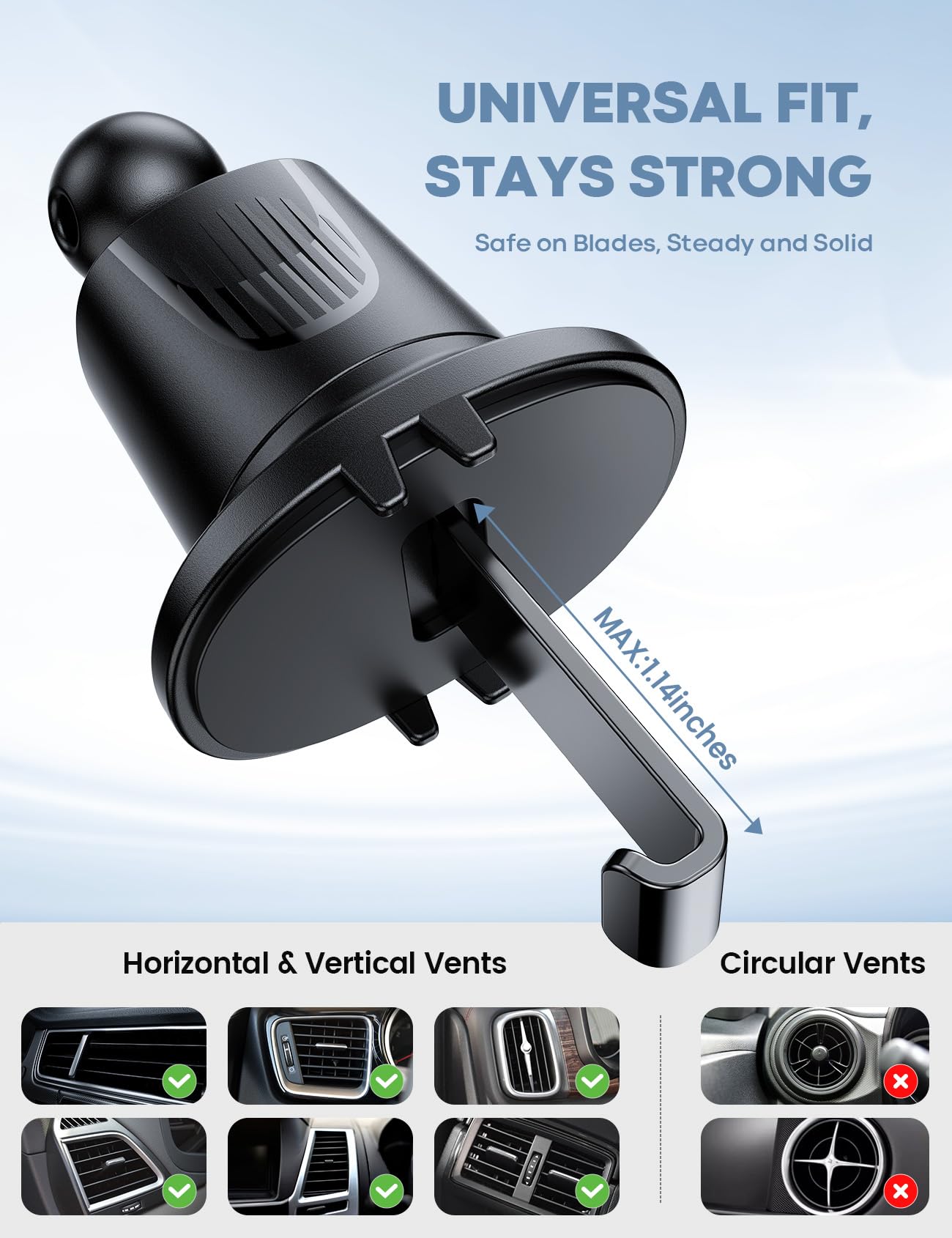 Lamicall 2026 Wider Clamp & Metal Hook Car Phone Holder Vent Accessories