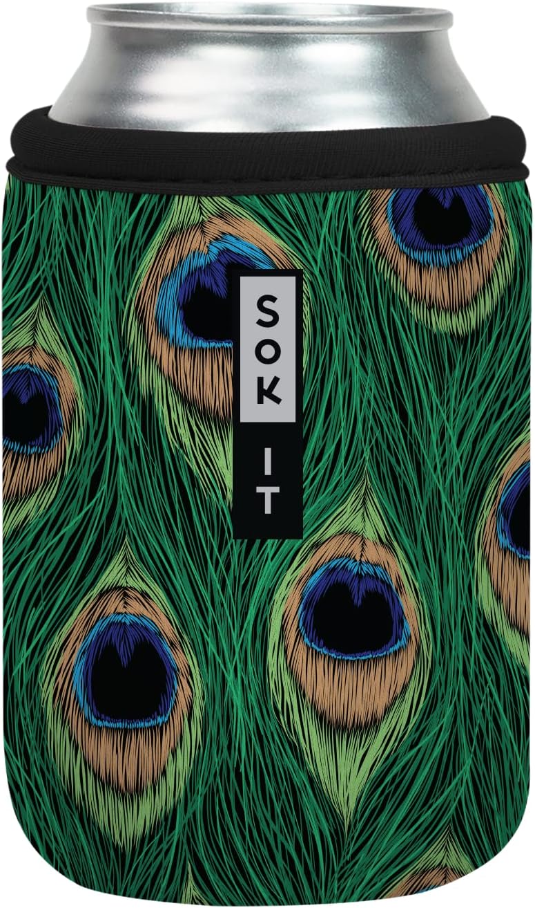 Sok It CanSok Sleeve for Beer & Soda Insulated Neoprene Cover (Peacock, 12oz Can Sleeve)
