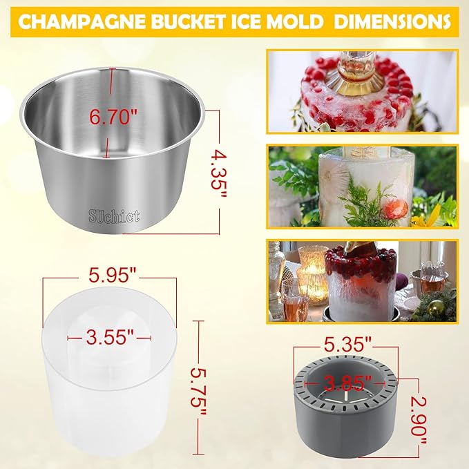 Ice Mold,Ice Bucket Mold, Ice Mold Wine Bottle Chiller,DIY Ice Bucket Mold for Wine Champagne and Cocktails,Ideal Gift for Special Parties Weddings Mother's Day Thanksgiving and Christmas