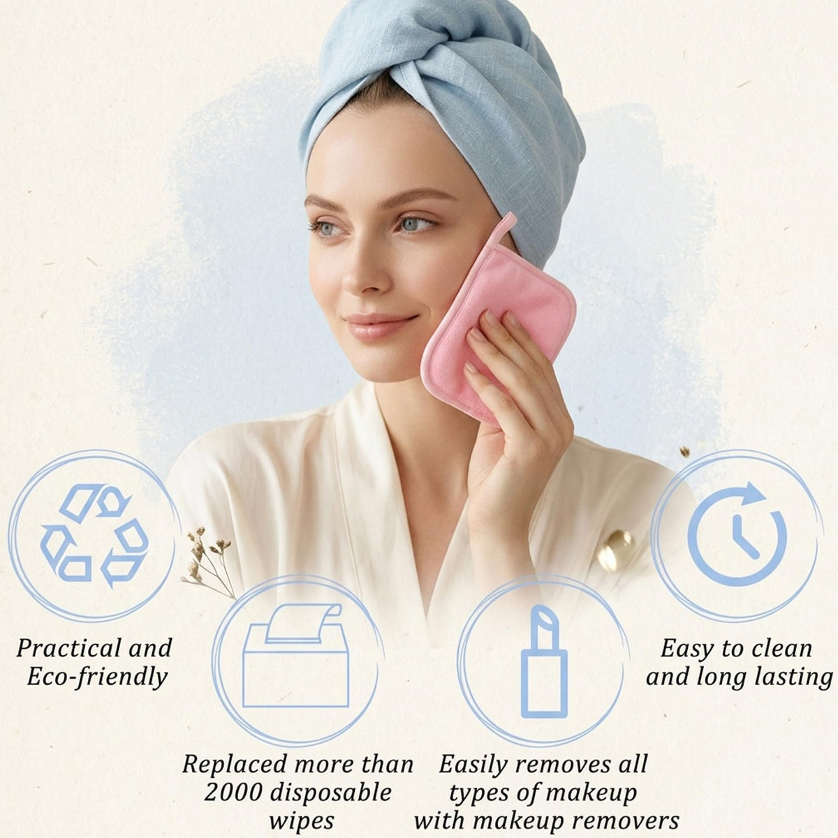 Limbeuuu 48 Pcs Makeup Remover Cloth Reusable Makeup Remover Pads Soft Microfiber Face Towels Facial Cleansing Cloths for Face Hand Eye Lips Bathroom Gift for Women 6.3 x 5.5 Inch(8 Colors)