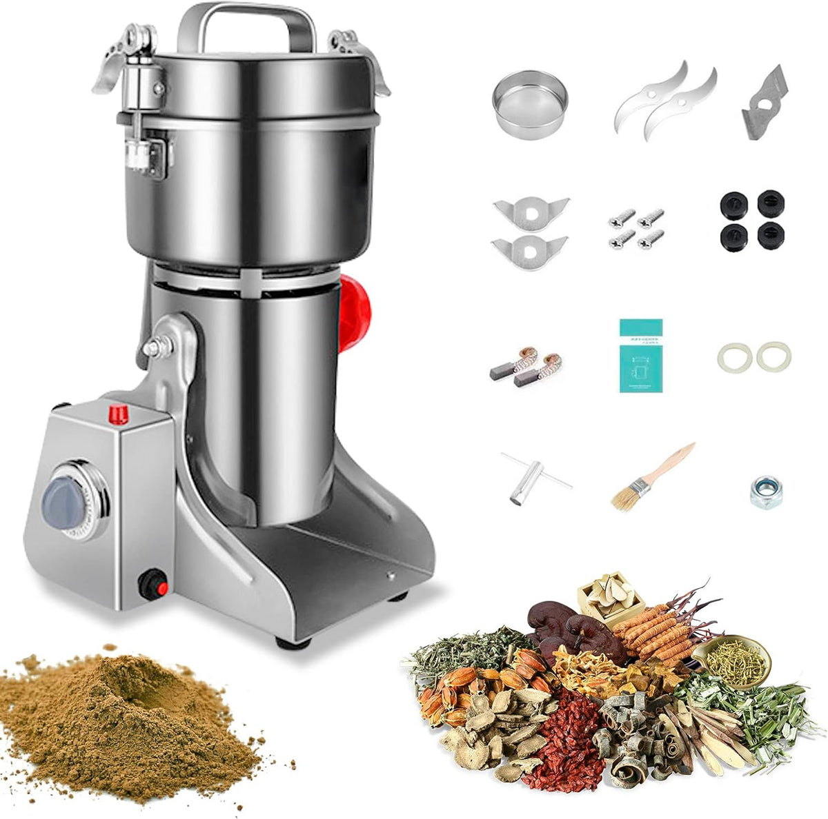 Electric Grain Grinder 800g,Swing Type Grain Mill Grinder 3000W,110V Stainless Steel High-speed Spice Herb Grinder Superfine Machine Dry Cereals Pulverizer Swing Type