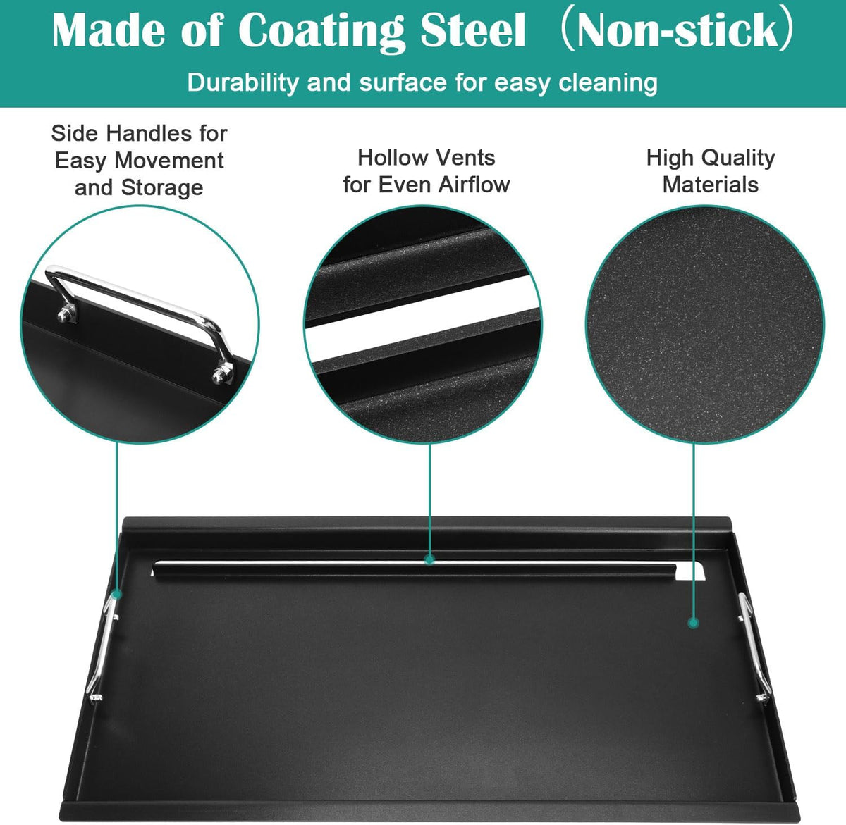 Full Size Griddle for Weber Summit 600 Series, Flat Top Griddle for Summit E/S 640/650/660/670 Gas Grills with a Smoker Box, Replacement Parts for Weber 67552