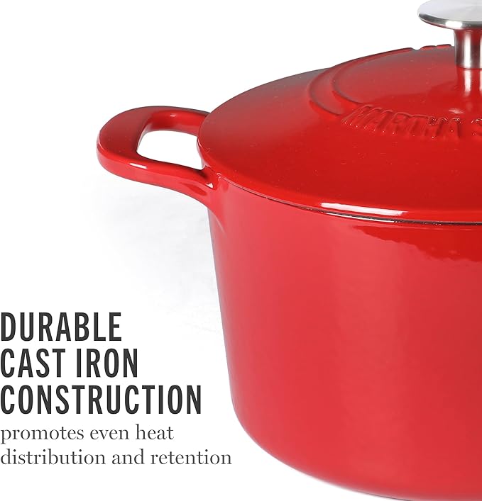 Martha Stewart Gatwick 4 Quart Enamel Cast Iron Dutch Oven - Red
