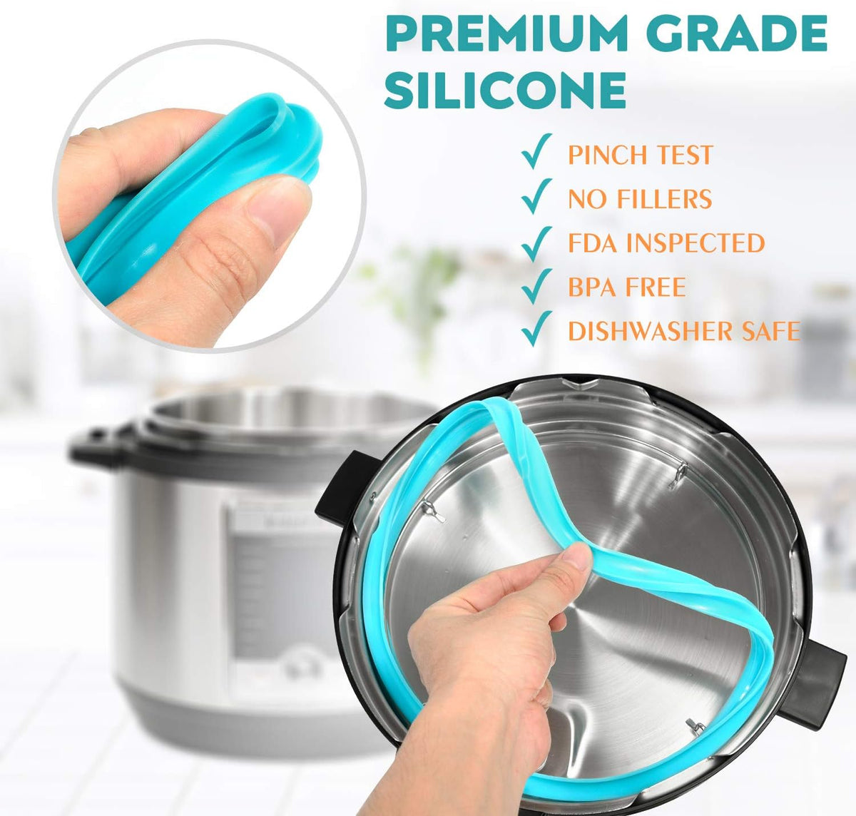 3-Pack 6QT Silicone Sealing Rings with Steam Release Valve - Compatible with Instant Pot Ultra & 6 Quart Models (Duo, Lux, Duo Plus, Ultra, Viva) - Dishwasher Safe.