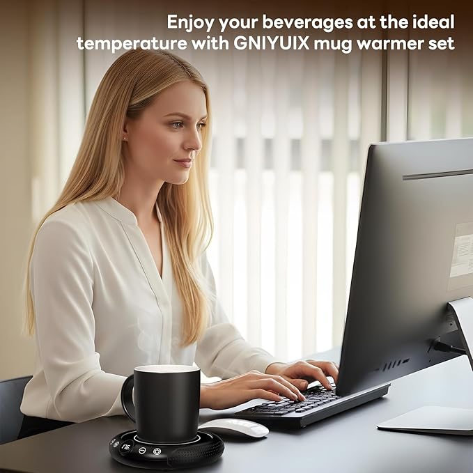 Coffee Mug Warmer with Mug Set - Cup Warmer for Desk Auto Shut Off, Smart Electric Beverage Heater for Coffee, Tea, Water, Milk and Coco, 8 Temperature Settings & 1-12H Timer, Gifts for Coffee Lovers