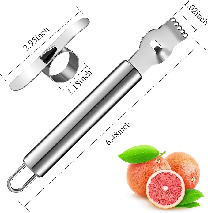 Mudder 4 Pieces Lemon Zester Grater, Stainless Steel Orange Peeler for Cocktails, Lemon Twist Peeler with Channel Knife, Ring Orange Opener, Knife Tool Kitchen Accessories for Kitchen Gadgets