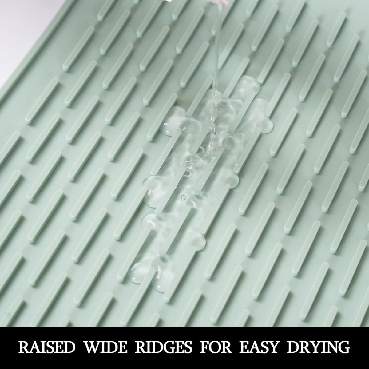 Dish Mat Silicone Dish Drying Mats Works For Drying Stemware Cocktail Glasses Silverware Pots Pans Knives and Dish Rack for Kitchen Counter Sink Bar Pads Easy to Clean (M (11.5" x 9.1") Green)