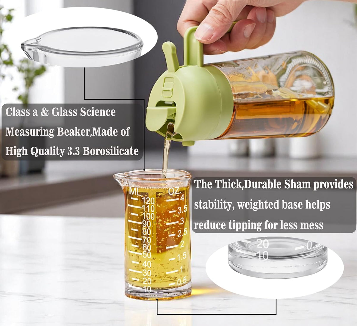 Ackers 4 Oz Glass Measuring Cup,Borosilicate Shot Glass with V-Shaped Spout-Etching Scale