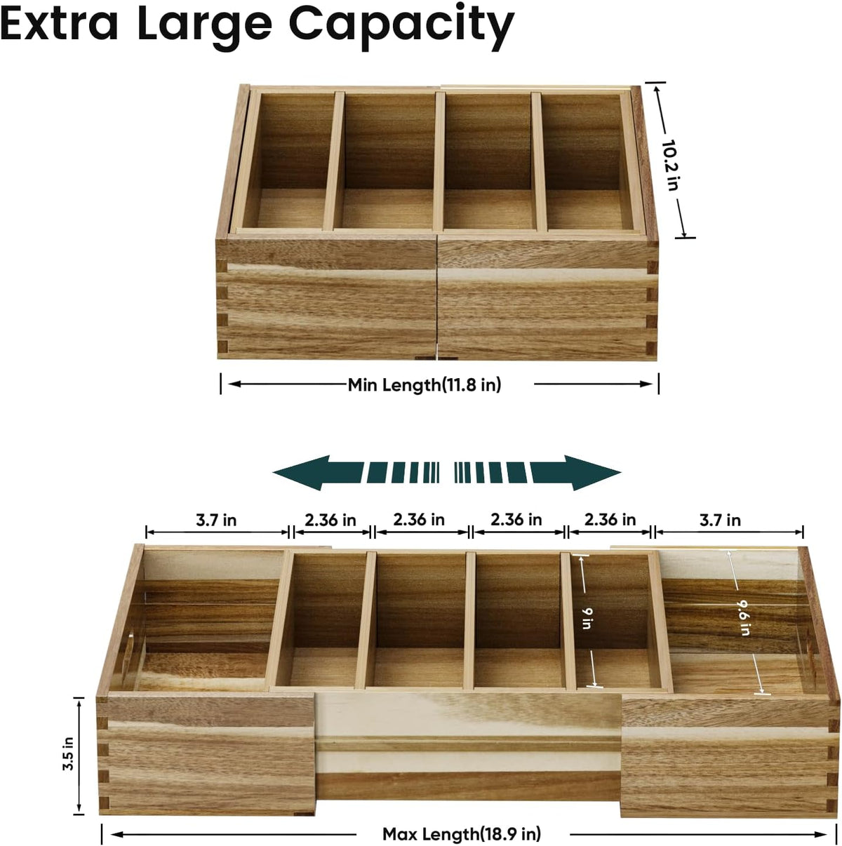 Expandable Lid Organizers Inside Cabinet, Kitchen Cabinet Organizers with 3 Adjustable Dividers, Storage Plastic Lids, Food Container Lid Holder Organizer for Drawer Pantry, Acacia