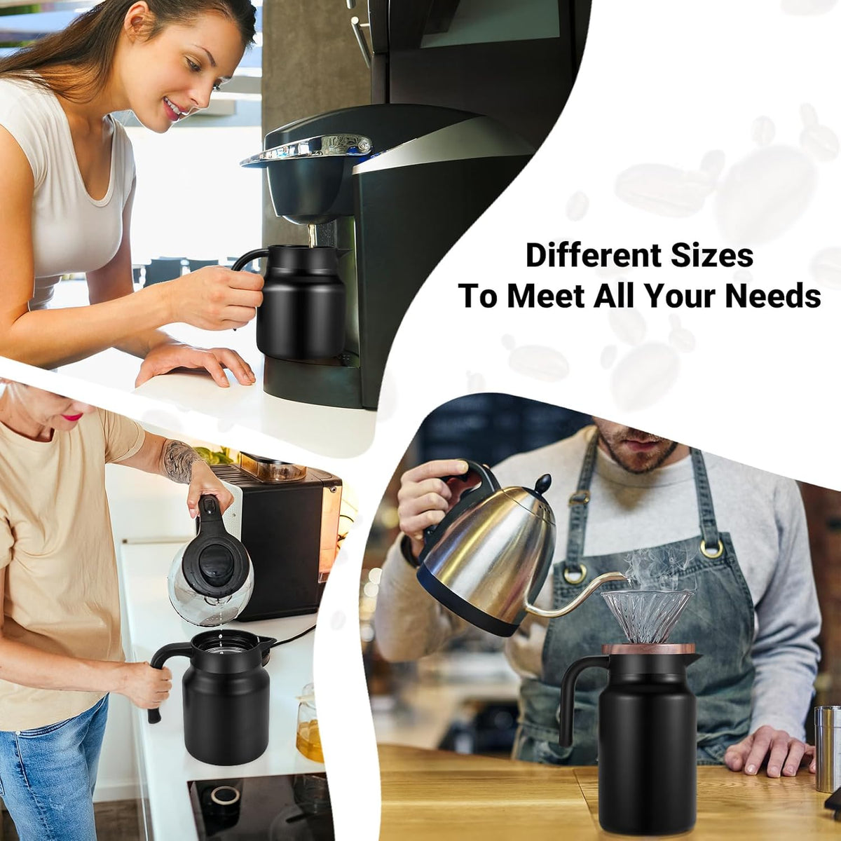 34Oz Thermal Coffee Carafes For Keeping Hot/Cold, Stainless Steel Coffee Carafe, Dustproof Insulated Water Carafe for Party/Home,Black