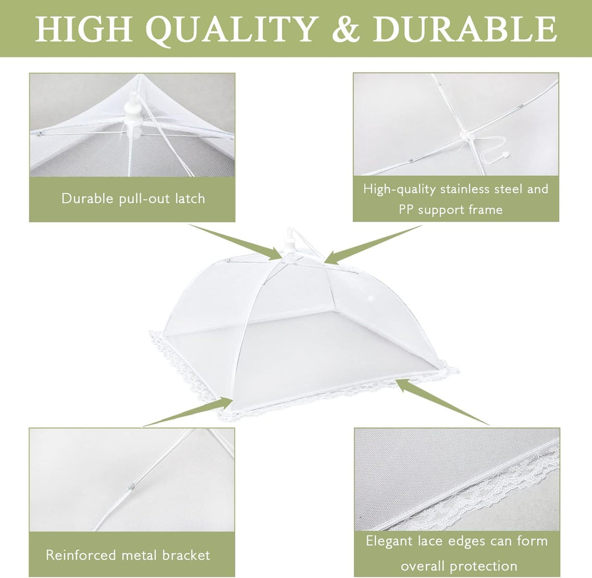 Food Covers Food Tent for Outside Mesh to Keep Bugs away, 2 Extra Large Size (40” x 24”) Reusable Collapsible Food Nets including Carry Bag,Ideal for Picnic Party BBQ Wedding Fruit